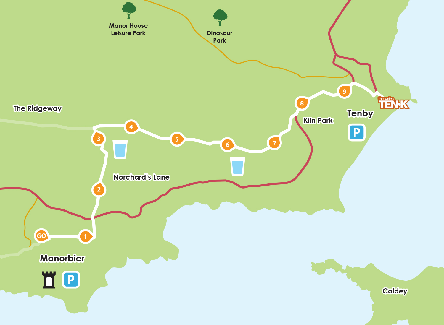 Course map for The Wales 10K